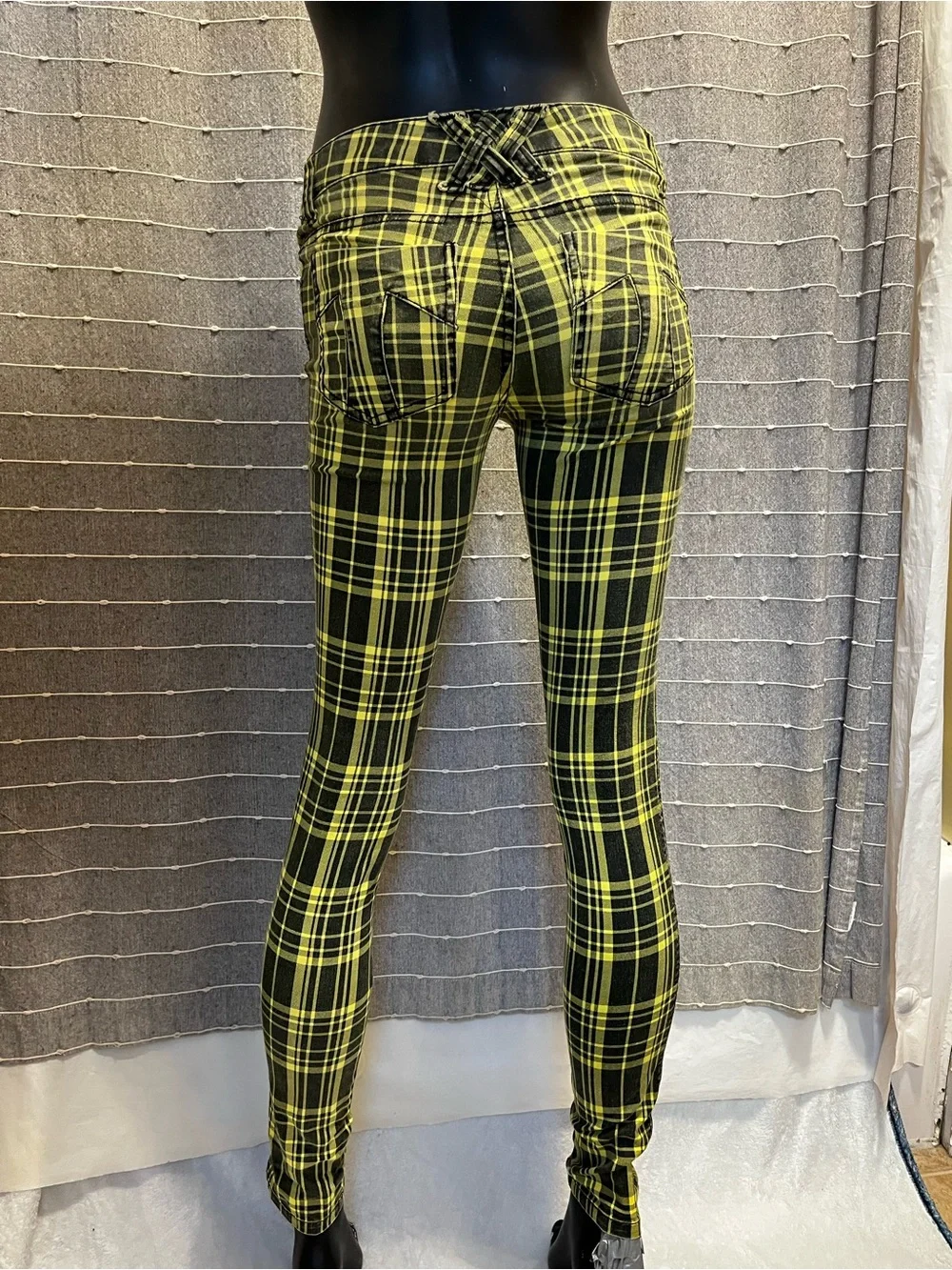 Tripp NYC Yellow Plaid Rocker Skinny Jeans - Picture 3 of 6